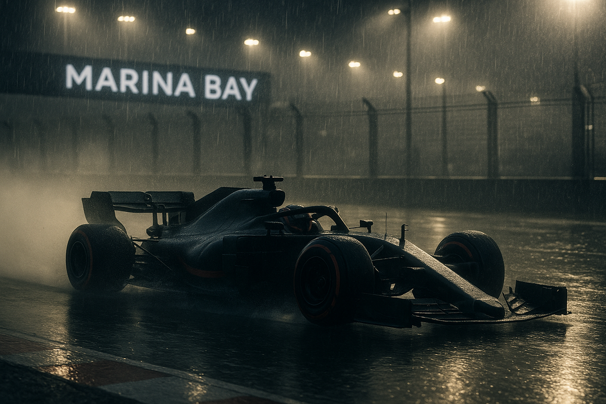 Monoplace F1 sous la pluie à Singapour sur le circuit Marina Bay