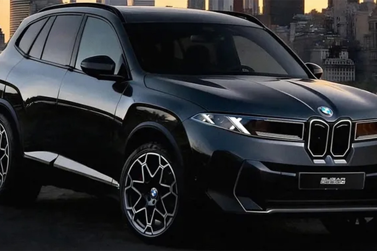 BMW X5 2027 en présentation avant latérale avec calandre affinée