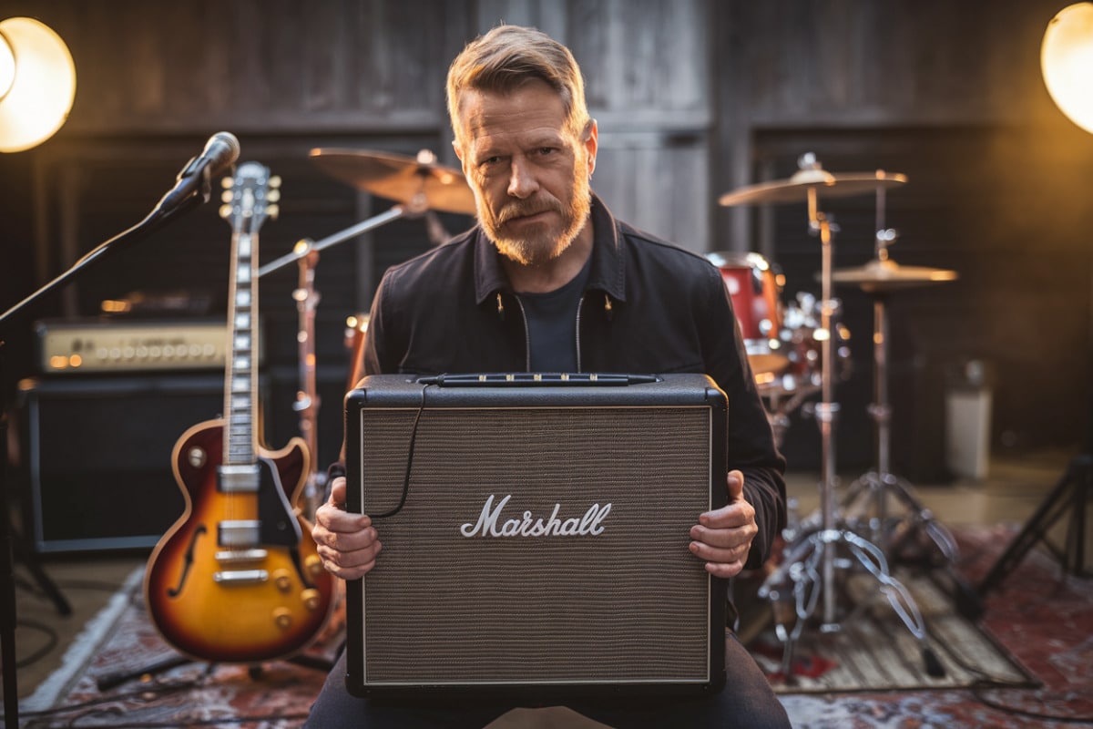 Casque audio noir Marshall Action III avec batterie affichant autonomie maximale